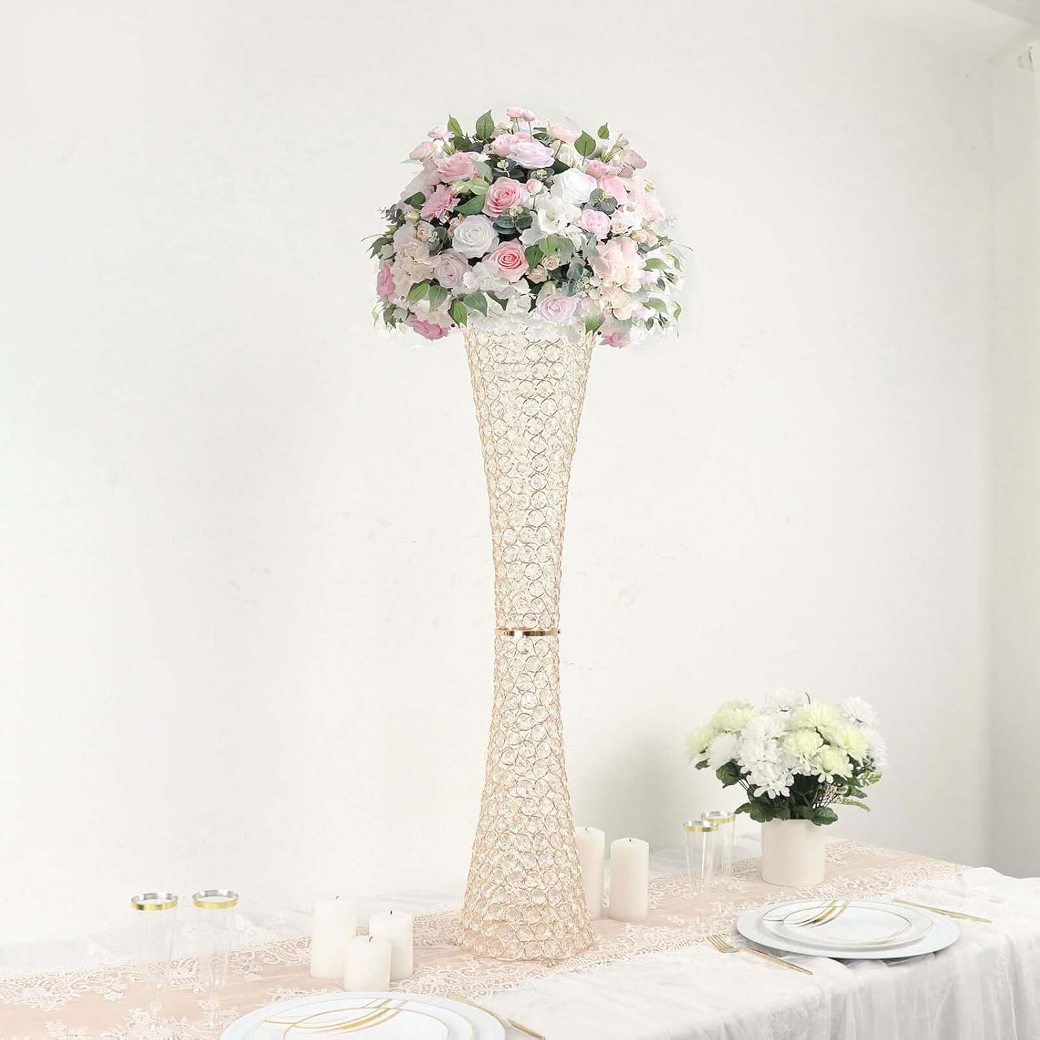 36" Gold Full Crystal Centerpiece Stand 