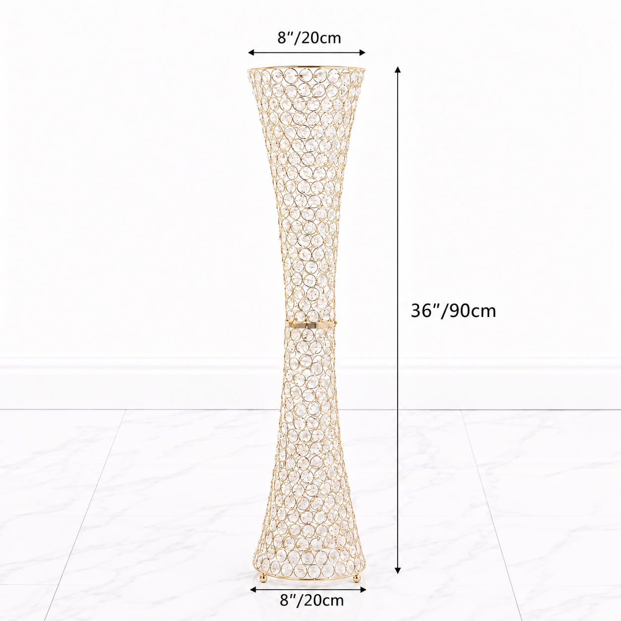36" Gold Full Crystal Centerpiece Stand 