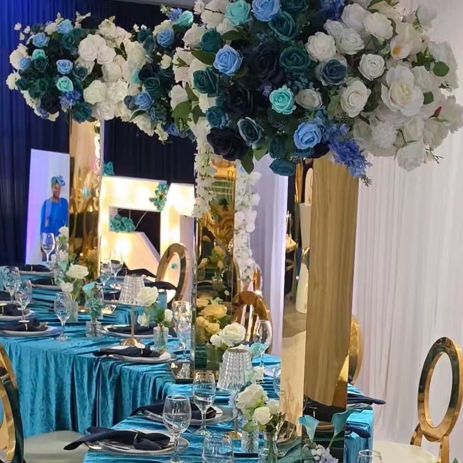 Square Column Mirror Stainless Steel Floral Stands