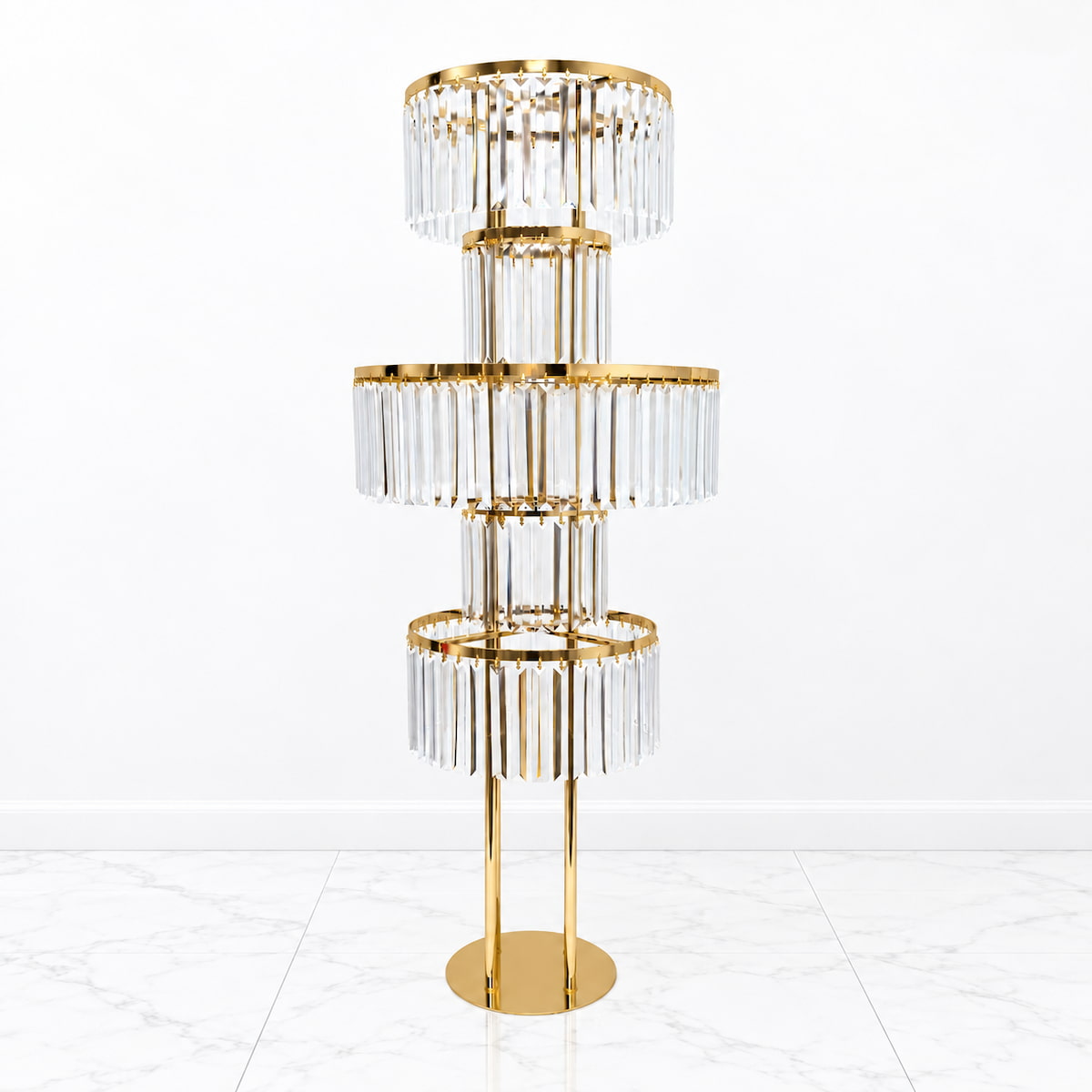 48“ 5-Tier Round Gold Flower Stand