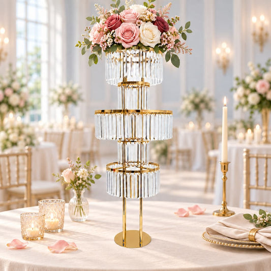 48“ 5-Tier Round Gold Flower Stand