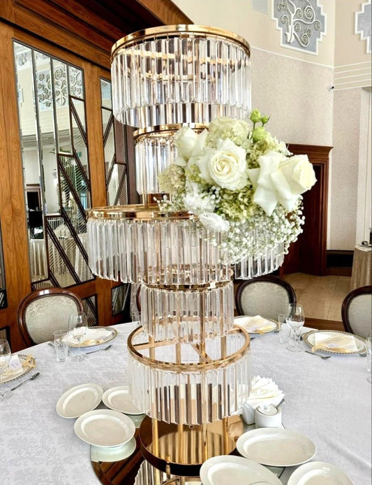 5-Tier Round Gold Flower Stand