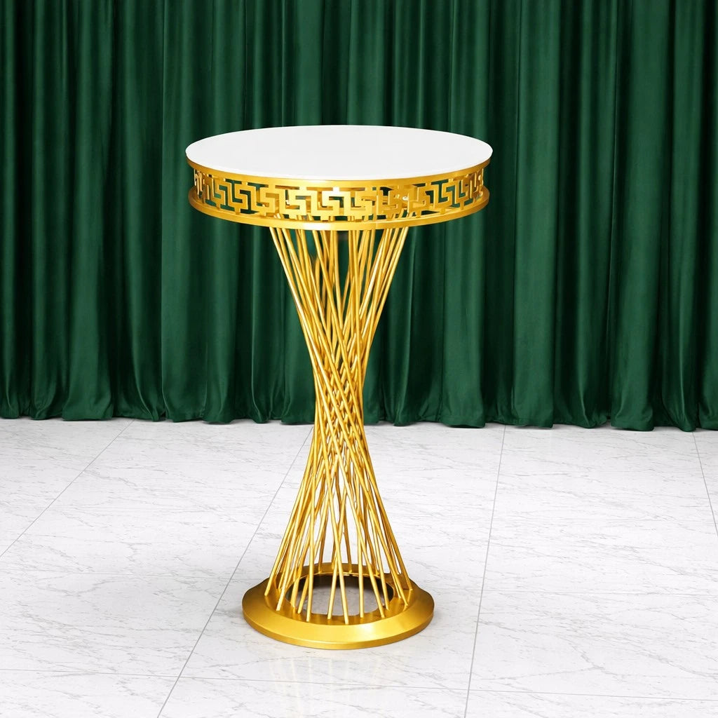 3-Piece Twist Greek-Key Gold Pedestal Stands