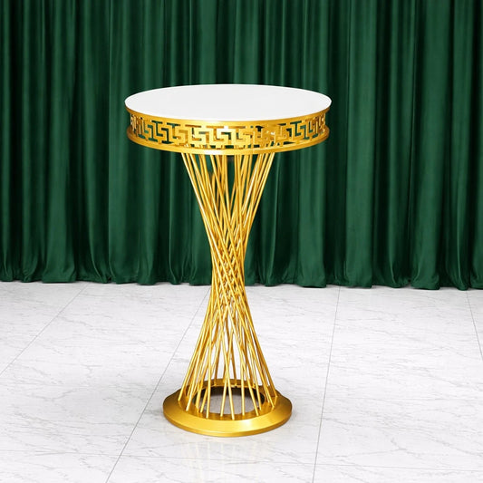 3-Piece Twist Greek-Key Gold Pedestal Stands