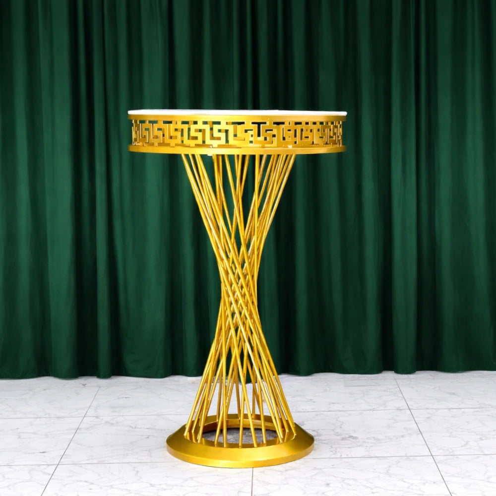 3-Piece Twist Greek-Key Gold Pedestal Stands