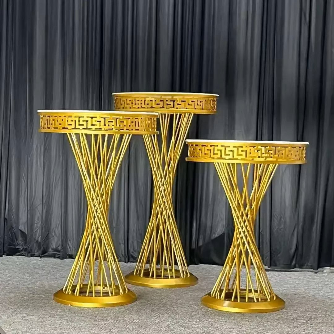 Twist Metal Gold Pedestal Dessert Floral Stands