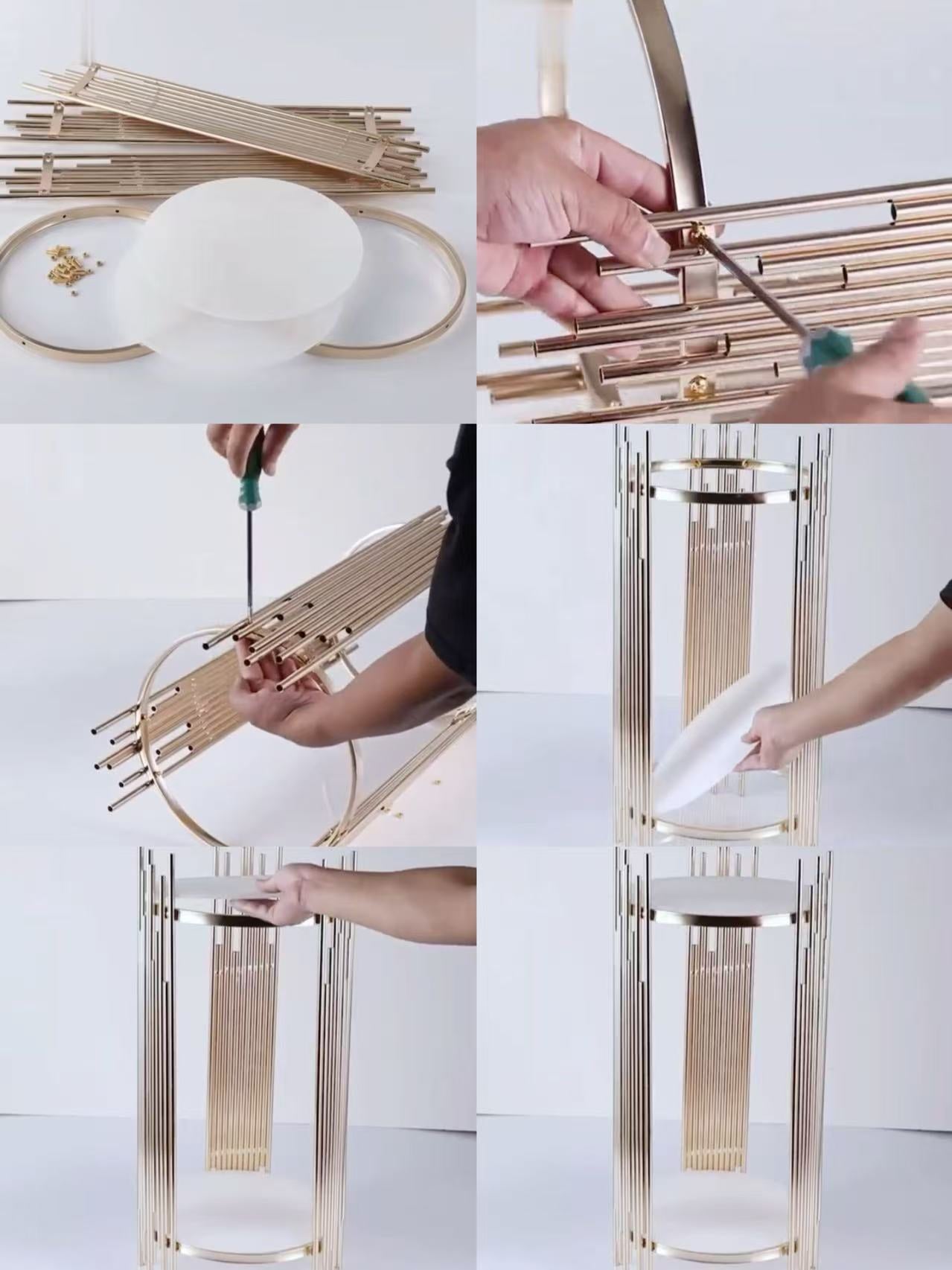 3-Piece Set Gold Round Metal Cylinder