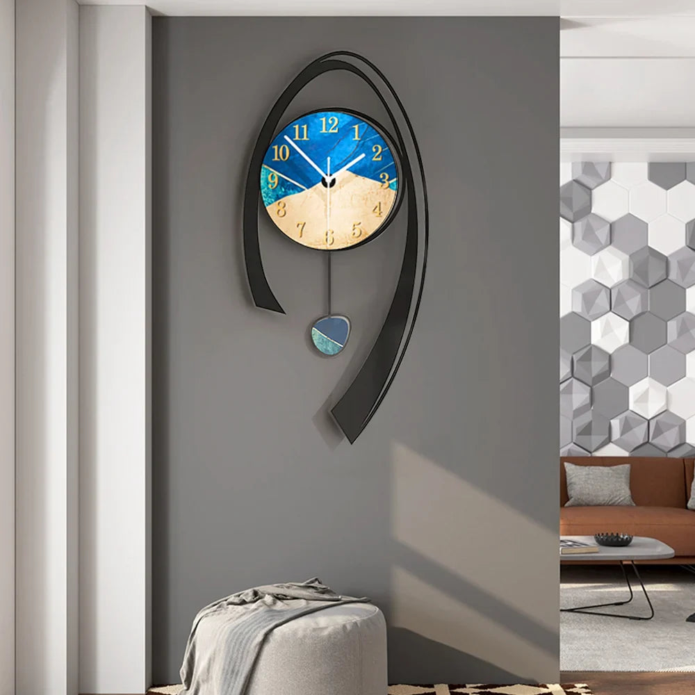 Modern 3D Acrylic Wall Clock with Sleek Pendulum