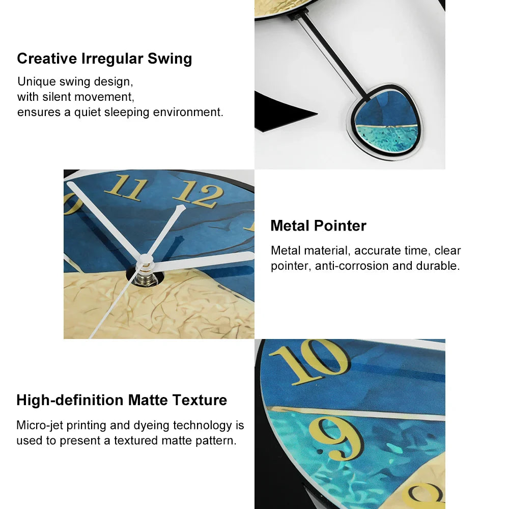 Modern 3D Acrylic Wall Clock with Sleek Pendulum