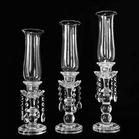Crystal Hurricane Candle Holder Set