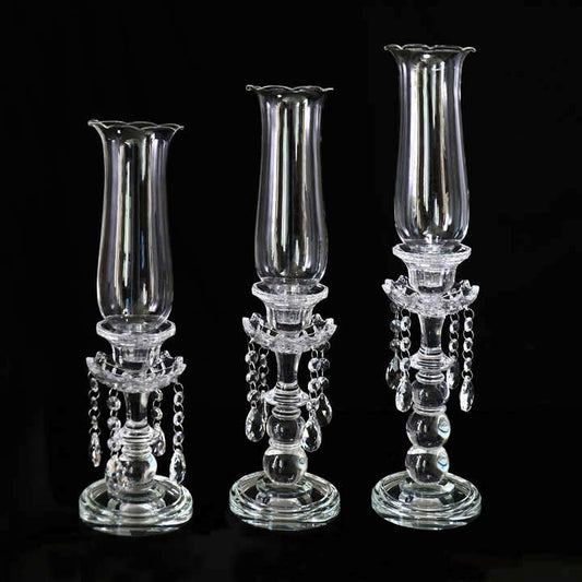 Crystal Hurricane Candle Holder Set