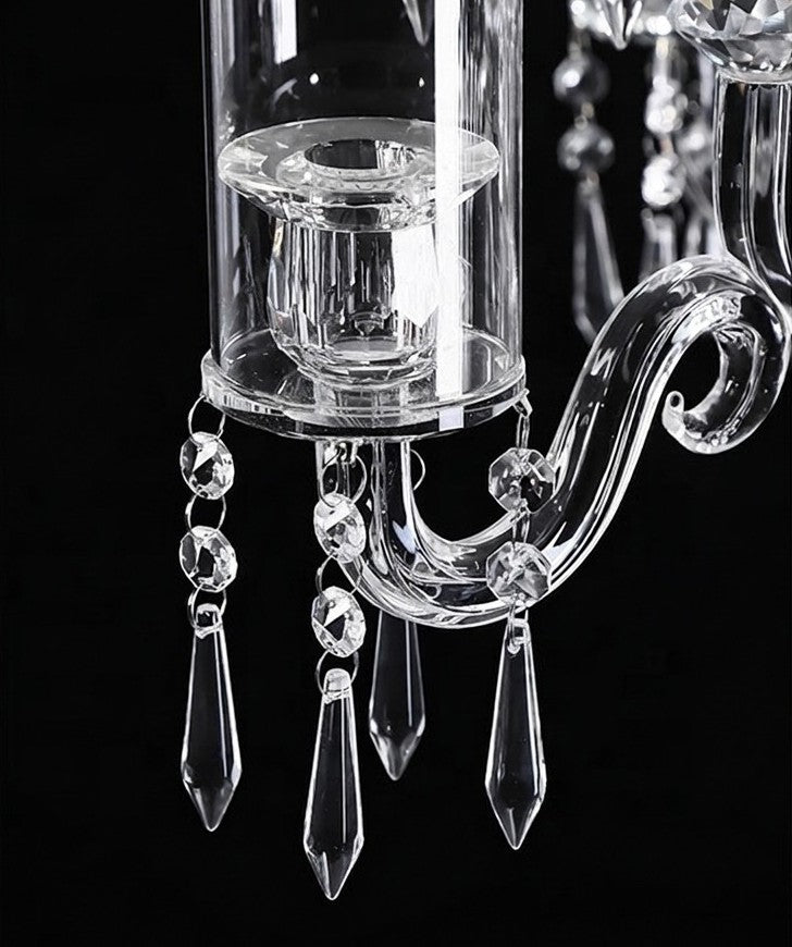  K9 Crystal 9-Arm Candelabra with Diamond-Shaped Column 