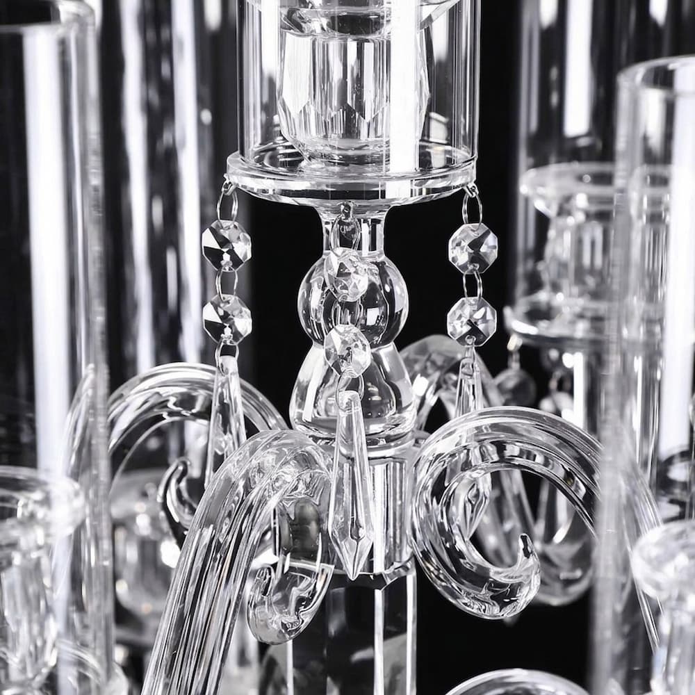  K9 Crystal 9-Arm Candelabra with Diamond-Shaped Column 