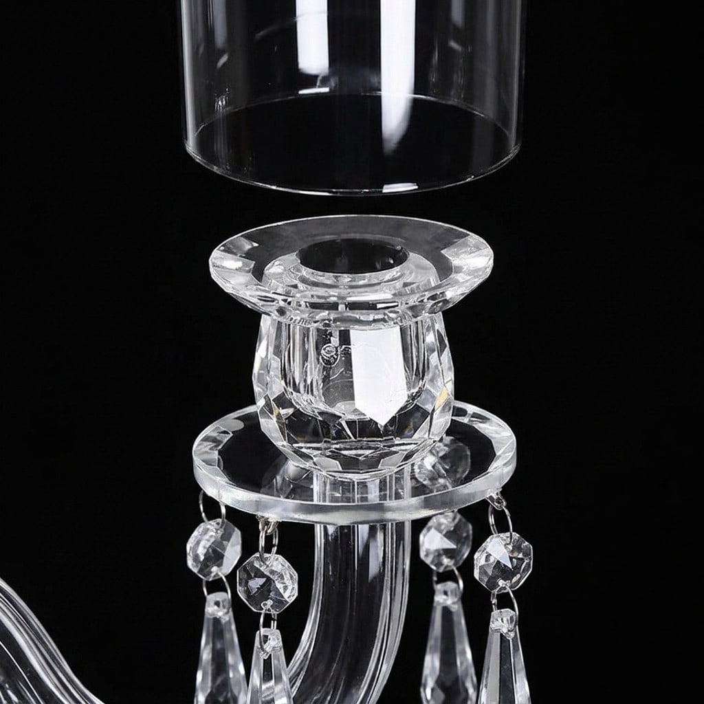  K9 Crystal 9-Arm Candelabra with Diamond-Shaped Column 