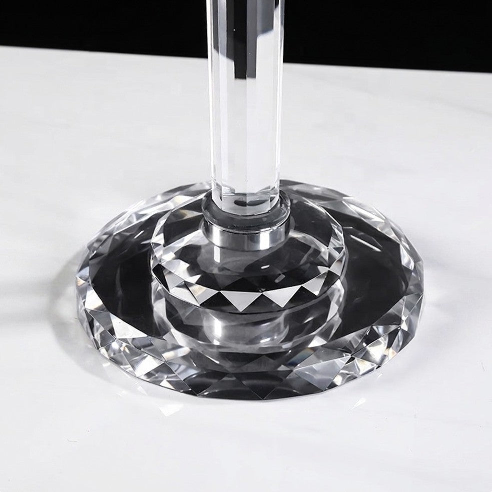  K9 Crystal 9-Arm Candelabra with Diamond-Shaped Column 