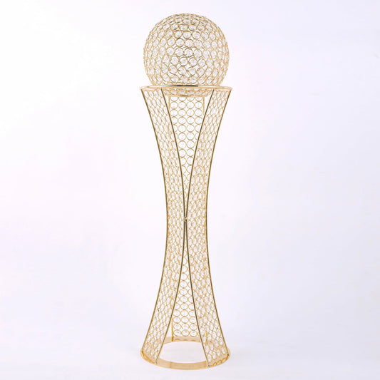 32" Gold Crystal Centerpiece Stand with Removable Orb