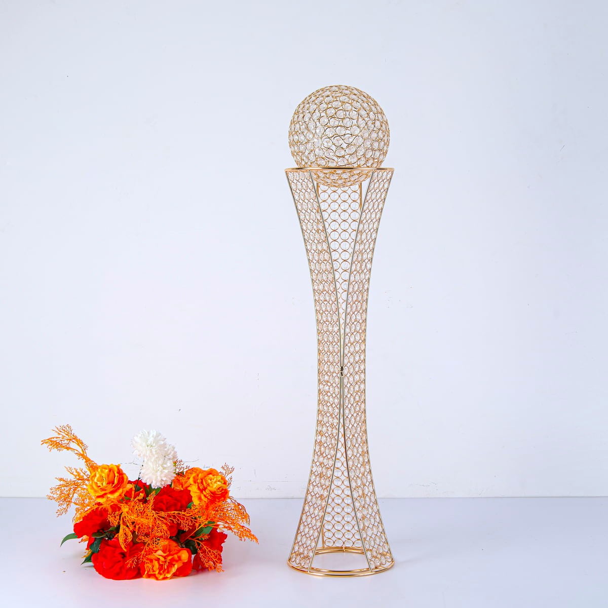 Gold Crystal Centerpiece Stand with Removable Orb