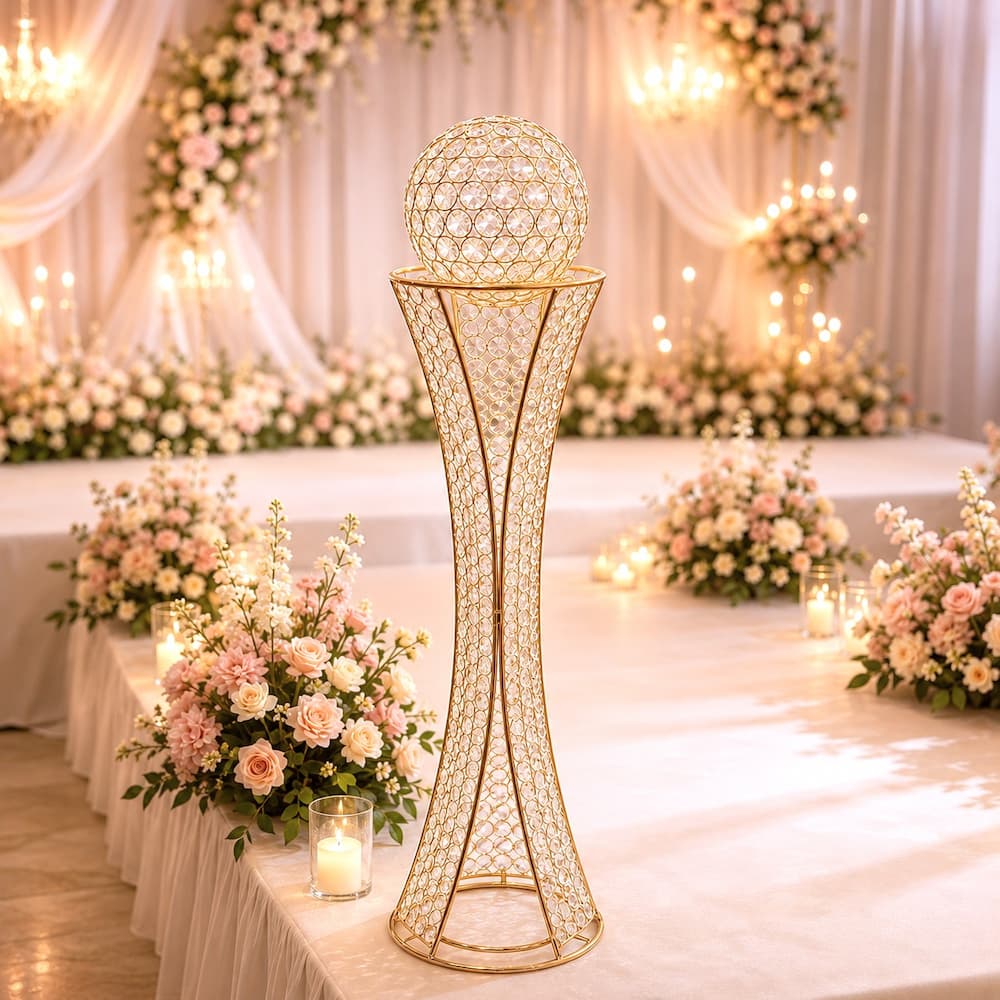 Gold Crystal Centerpiece Stand with Removable Orb