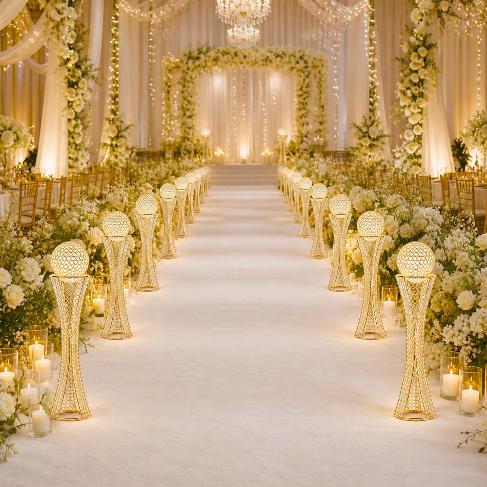  Gold Crystal Centerpiece Stand with Removable Orb