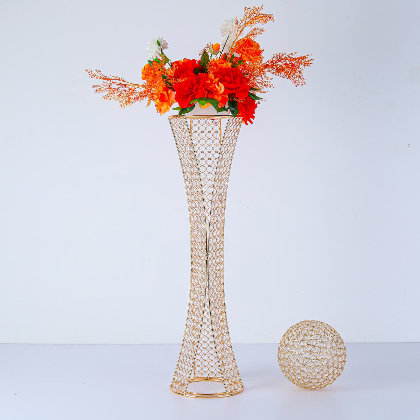 Gold Crystal Centerpiece Stand with Removable Orb