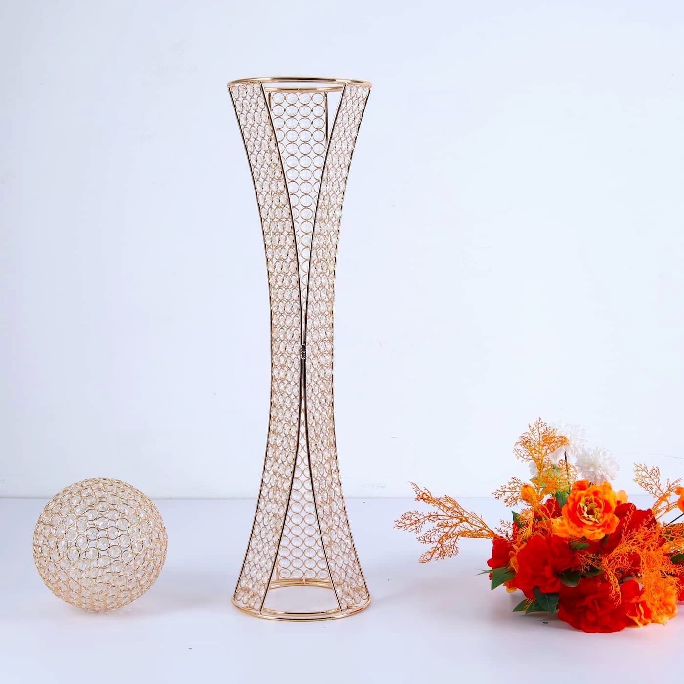 Gold Crystal Centerpiece Stand with Removable Orb