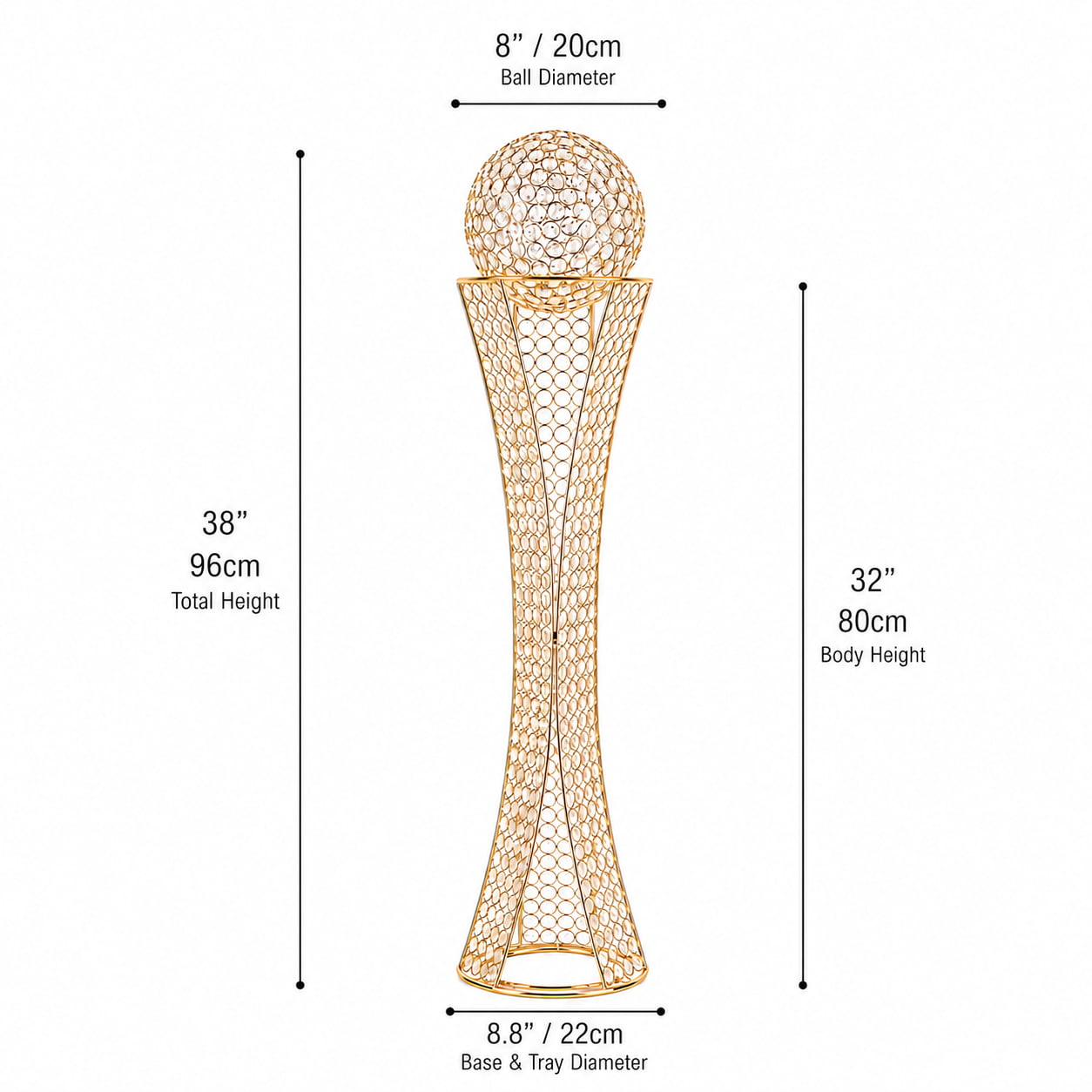 Gold Crystal Centerpiece Stand with Removable Orb