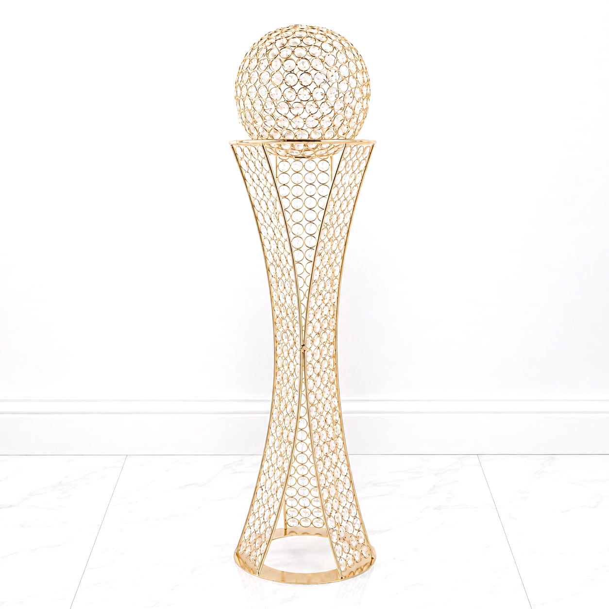 32" Gold Crystal Centerpiece Stand with Removable Orb