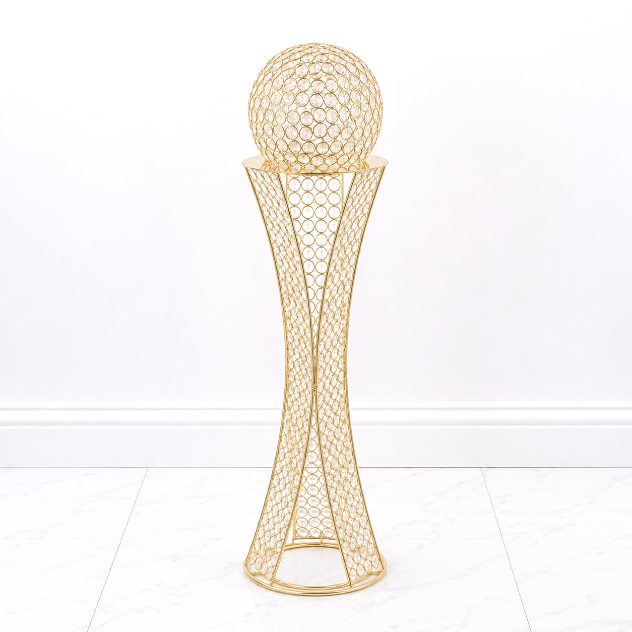 32" Gold Crystal Centerpiece Stand with Removable Orb