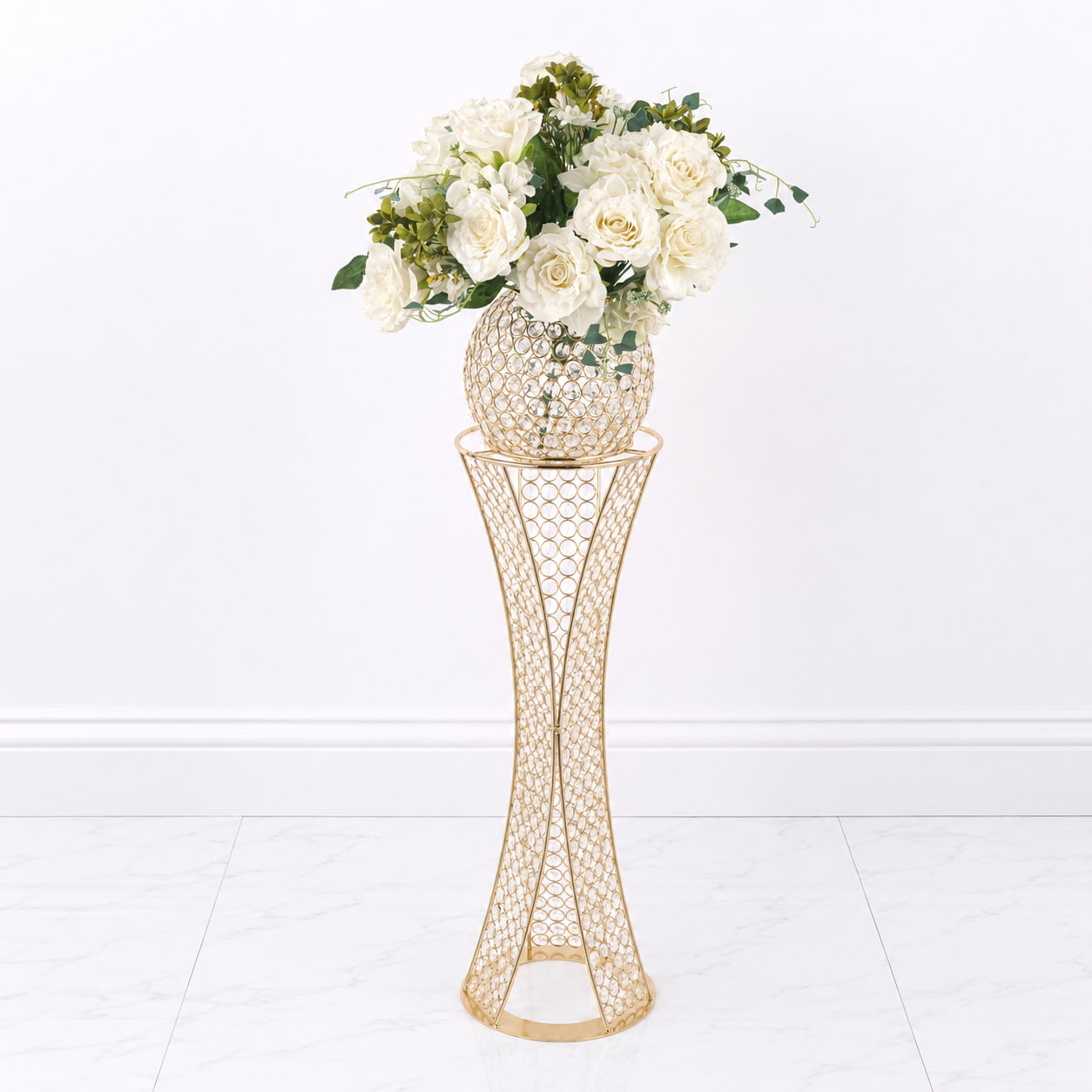 32" Gold Crystal Centerpiece Stand with Removable Orb
