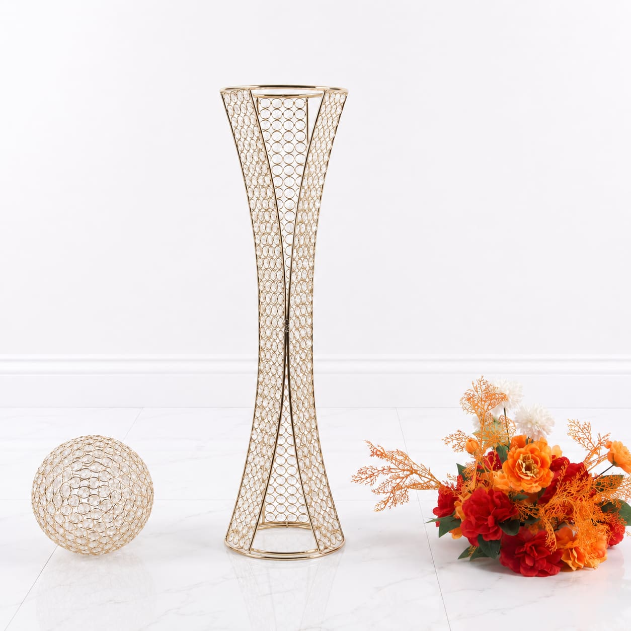 Gold Crystal Centerpiece Stand with Removable Orb