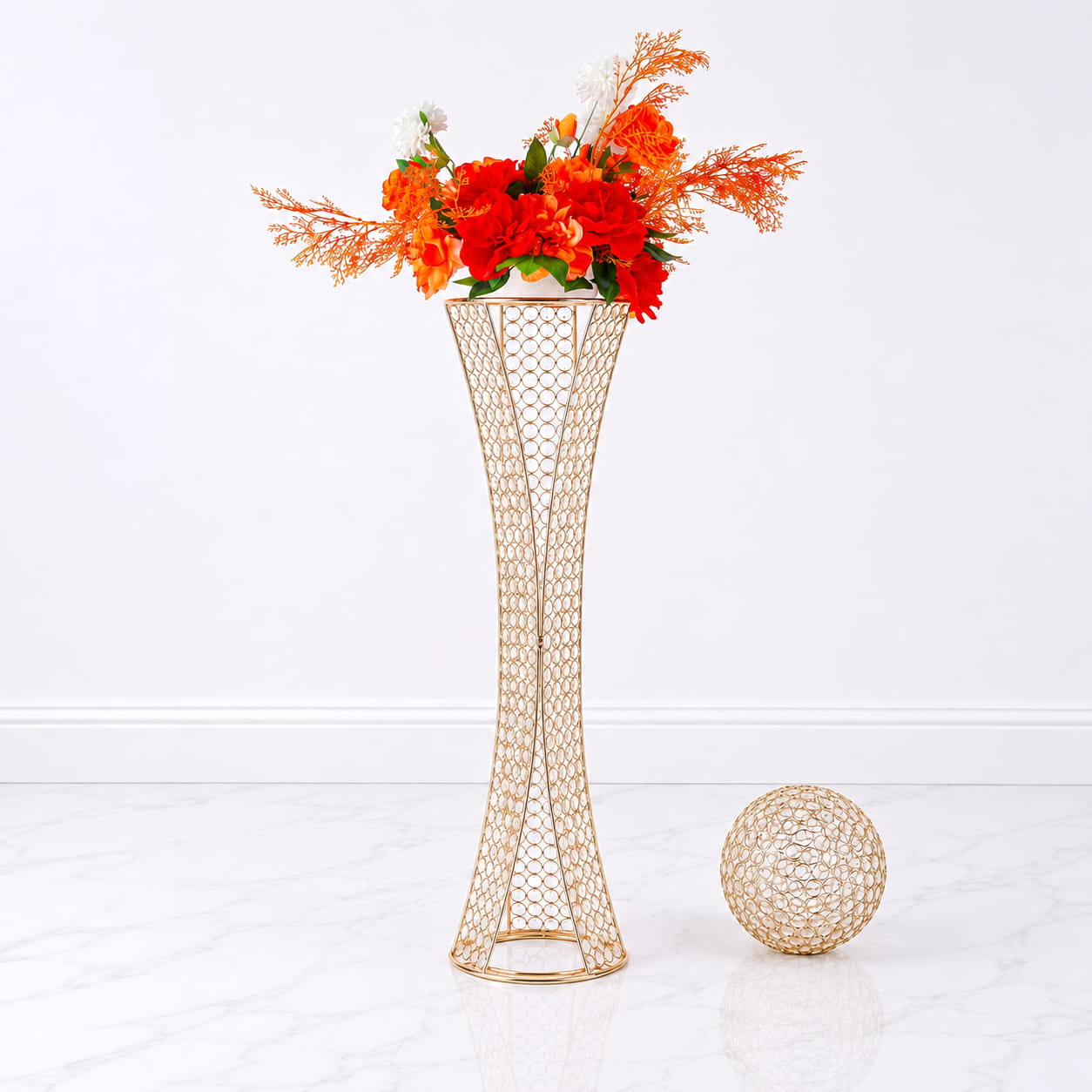 Gold Crystal Centerpiece Stand with Removable Orb