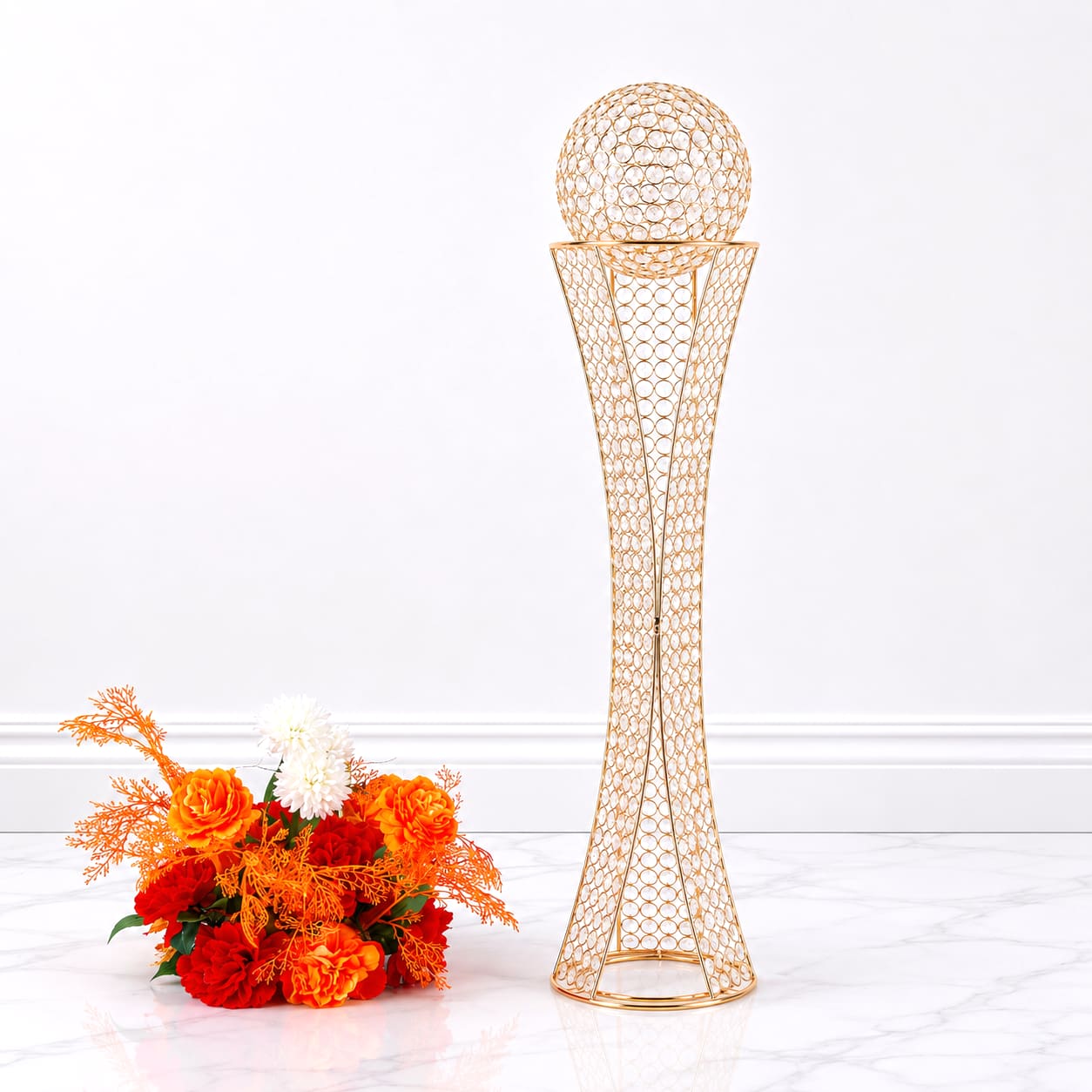 Gold Crystal Centerpiece Stand with Removable Orb