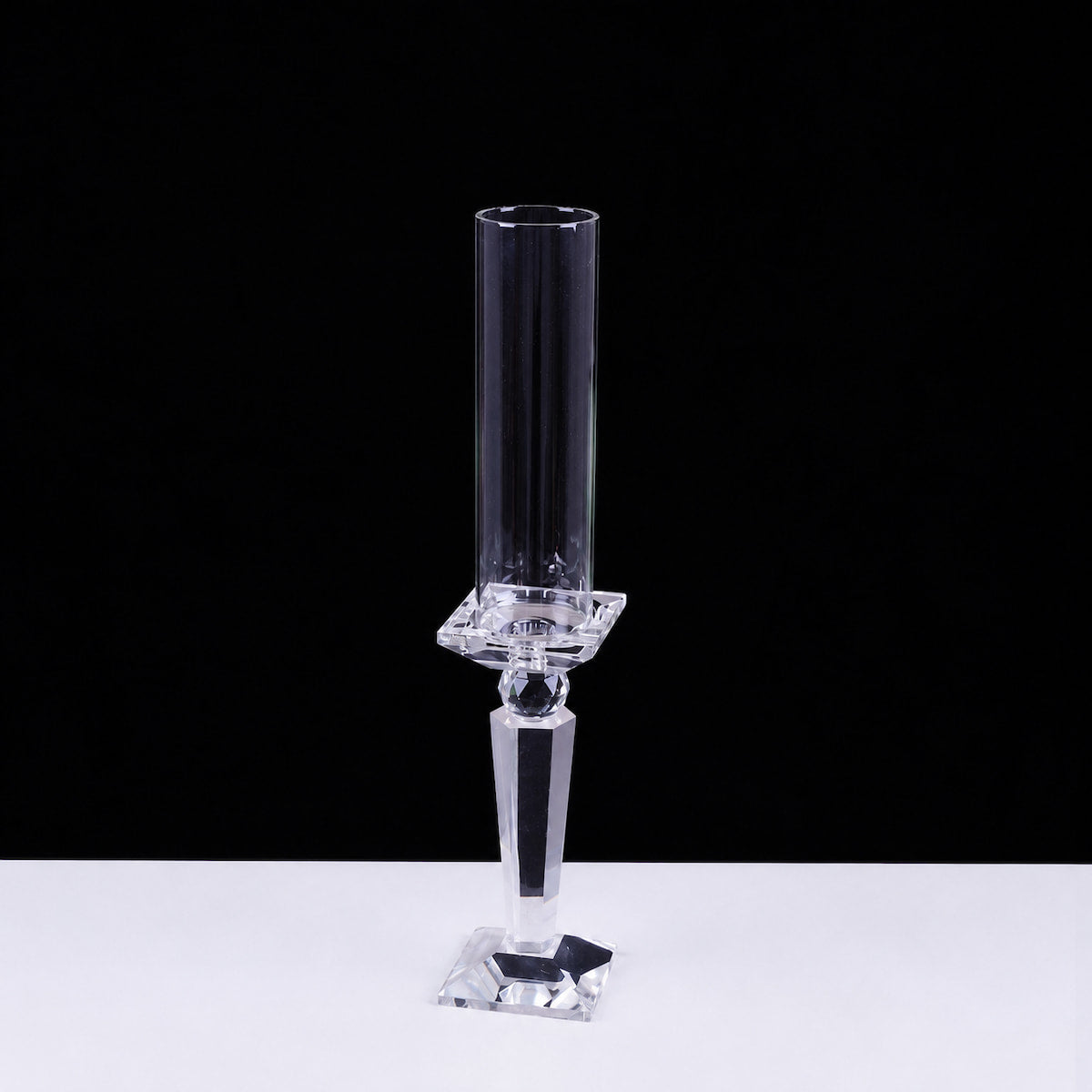 Crystal Candle Holder Set of 3 with Hurricane Glass Shades