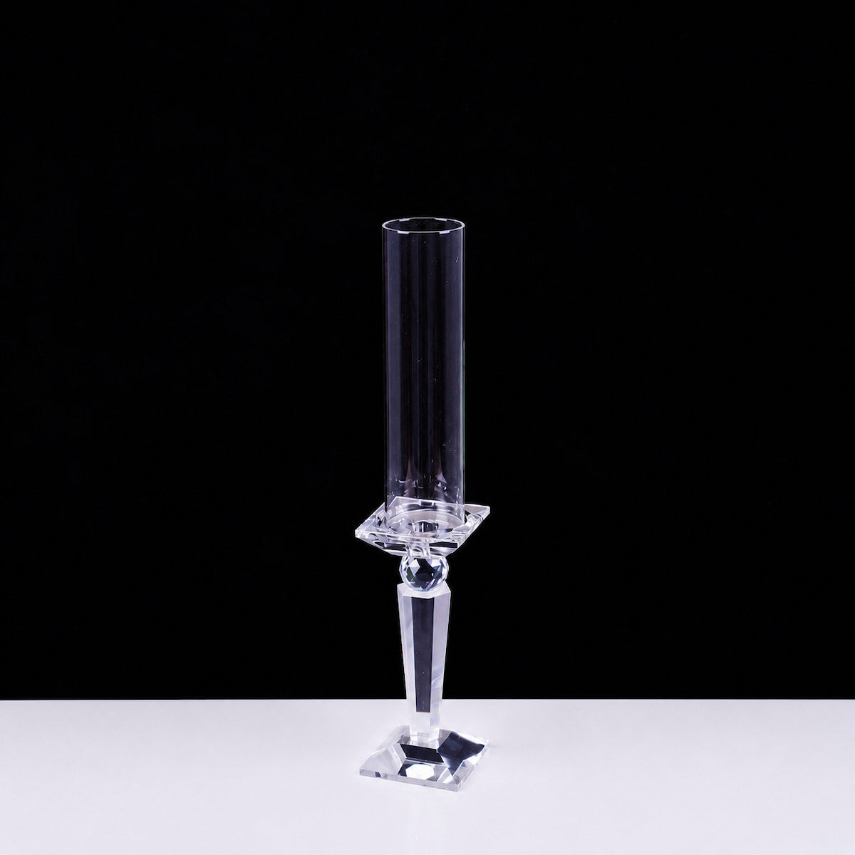 Crystal Candle Holder Set of 3 with Hurricane Glass Shades
