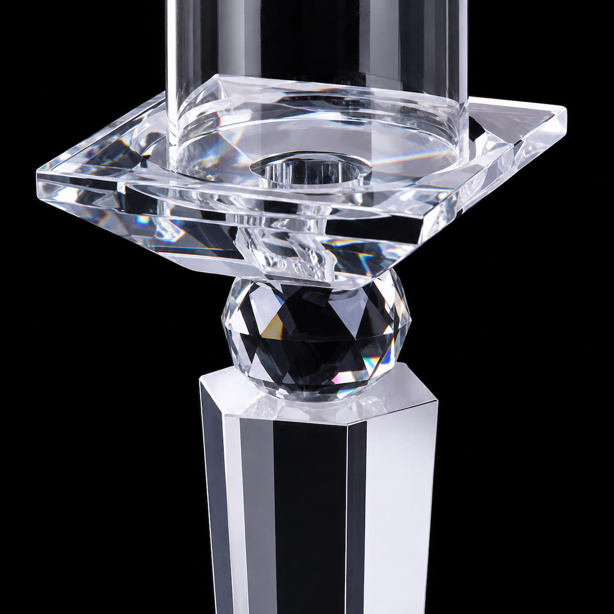 Crystal Candle Holder Set of 3 with Hurricane Glass Shades