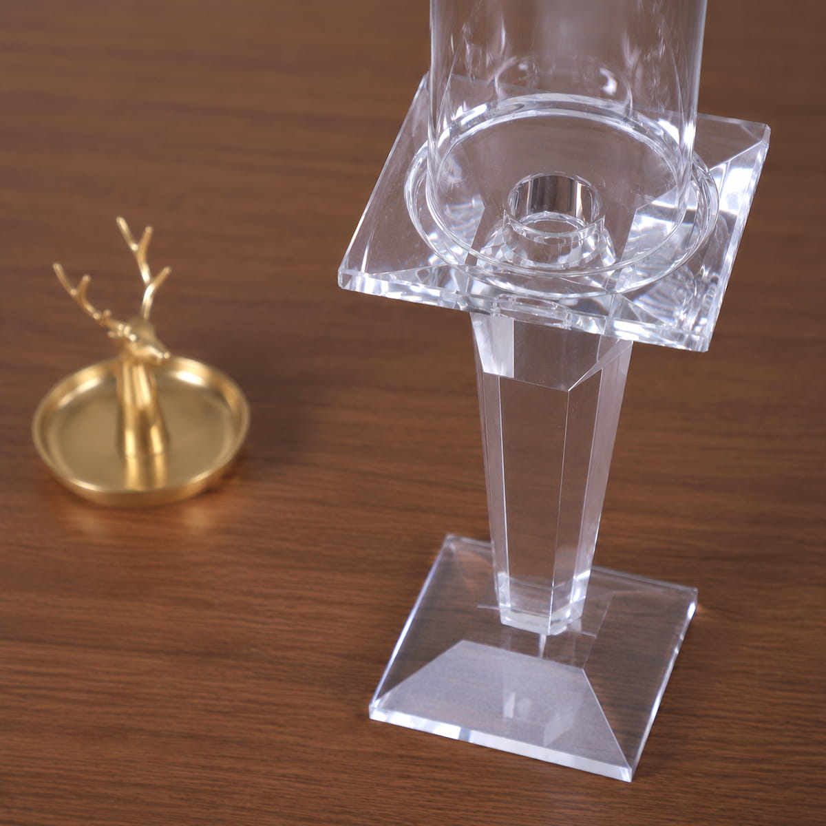 Crystal Candle Holder Set of 3 with Hurricane Glass Shades