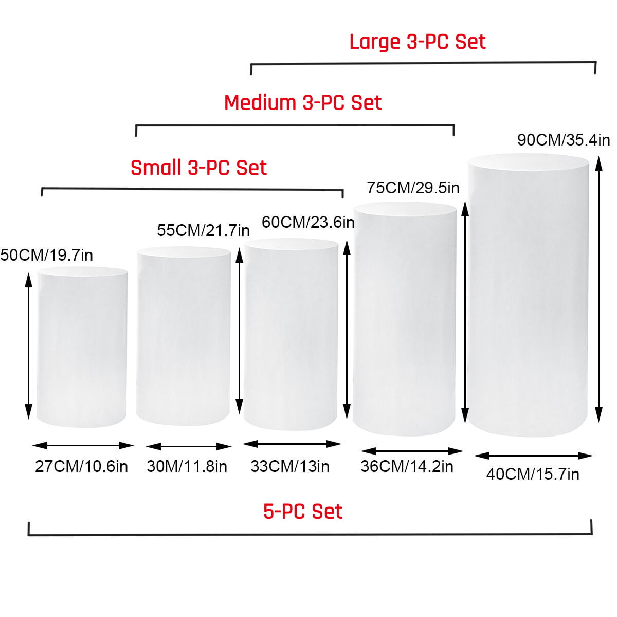 5 PCs Set Metal Stable Durable Cylinder