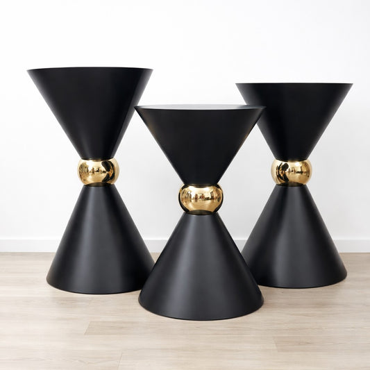 Luxury Black Metal Double Cone Dessert Table Stand
