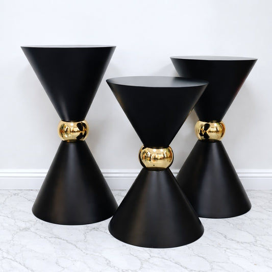 Luxury Black Metal Double Cone Dessert Table Stand