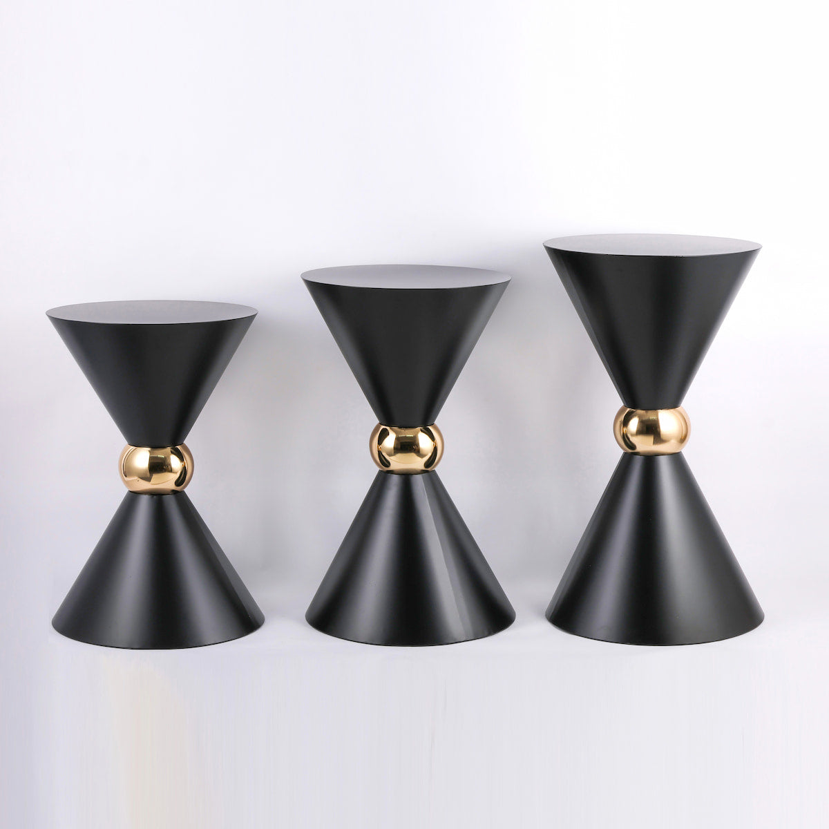 Luxury Black Metal Double Cone Dessert Table Stand