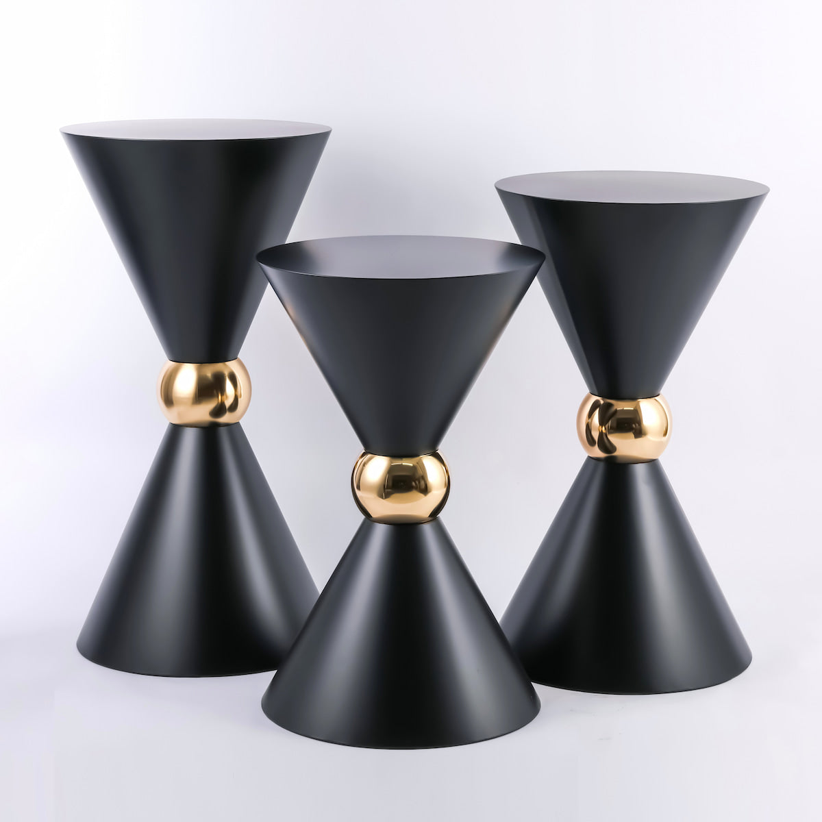 Luxury Black Metal Double Cone Dessert Table Stand
