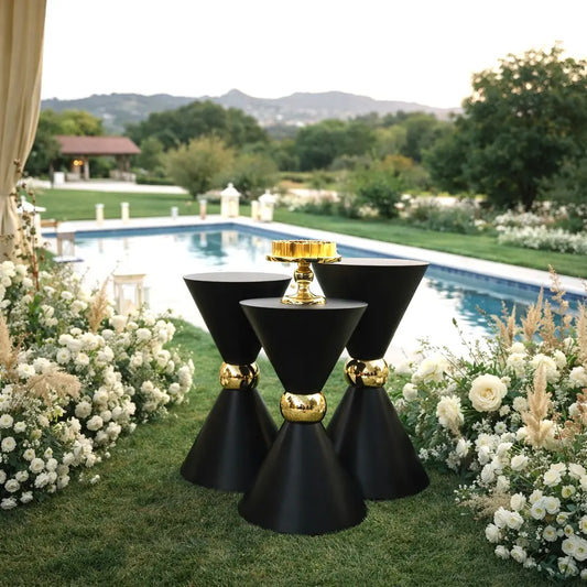 Luxury Black Metal Double Cone Dessert Table Stand