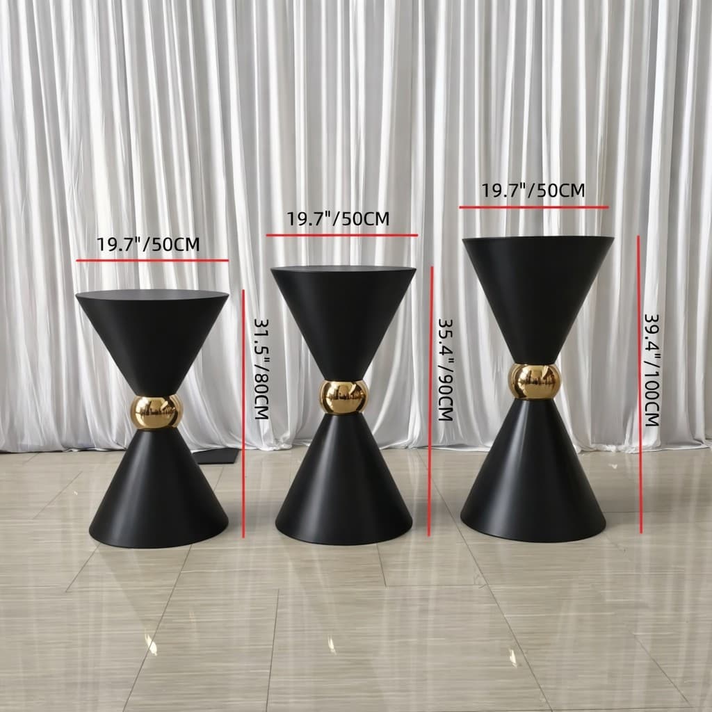 Size of Luxury Black Metal Double Cone Dessert Table Stand