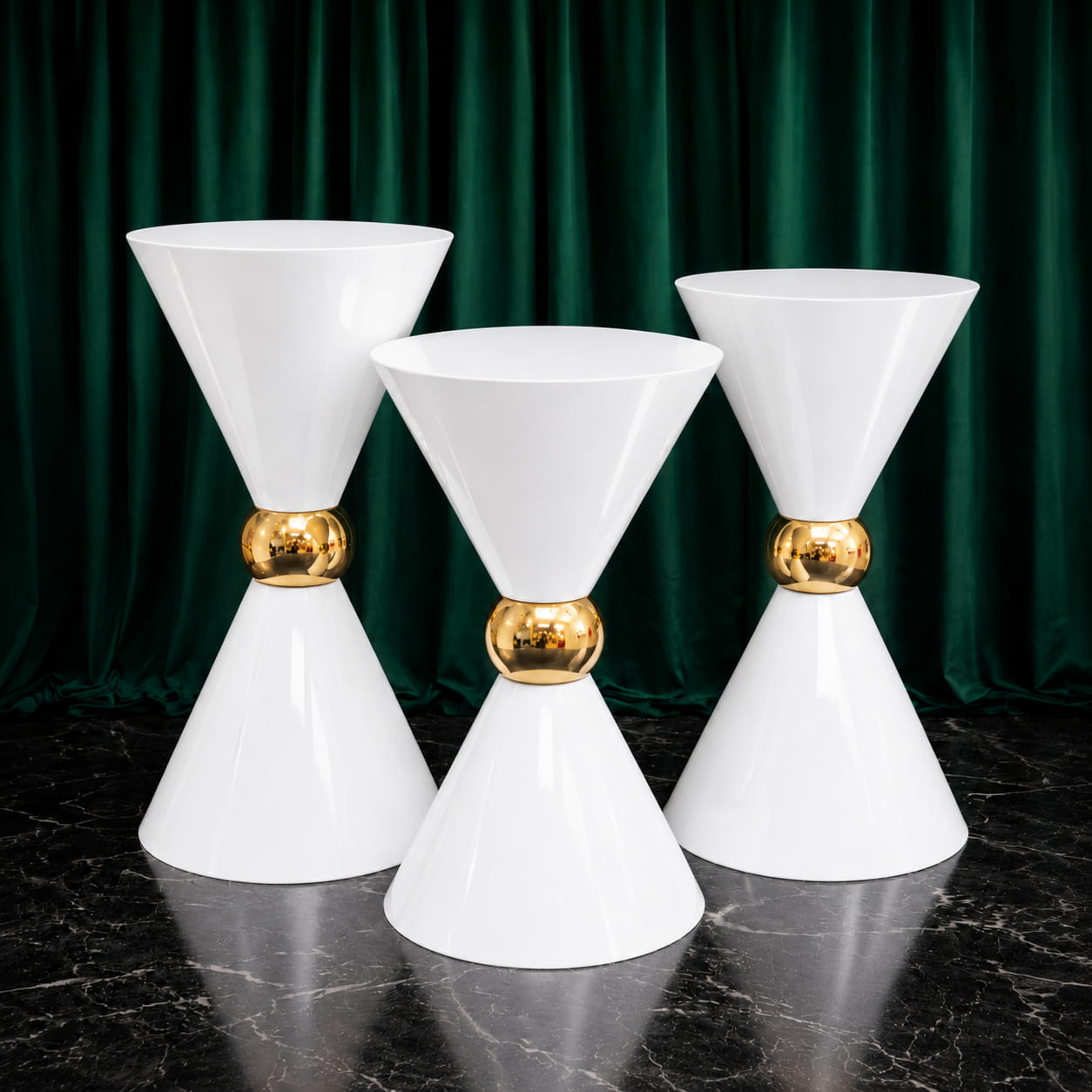 Luxury White Metal Double Cone Dessert Table Stand