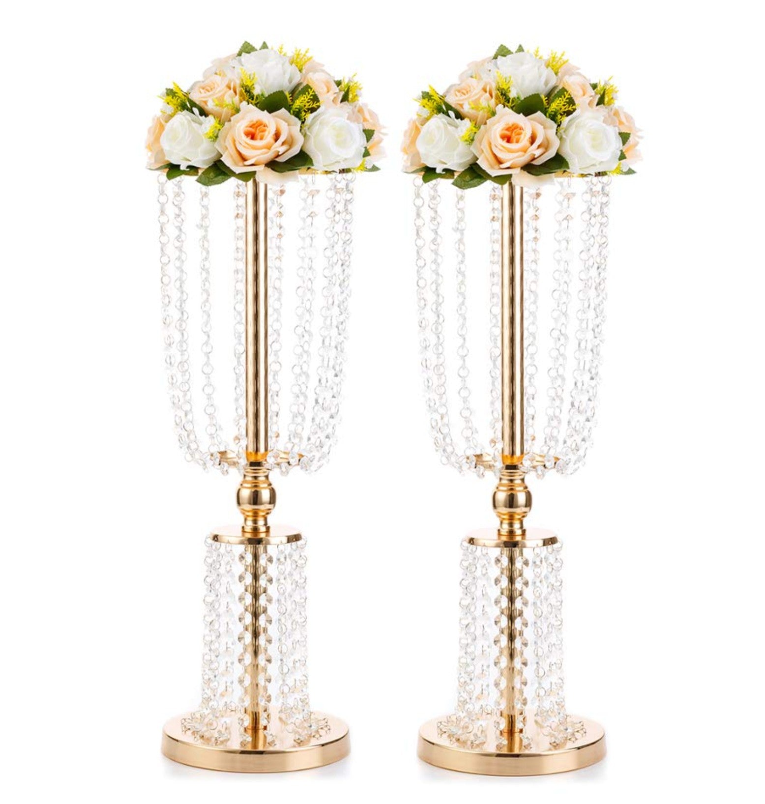  Gold Double-Tier Crystal Centerpiece Stand