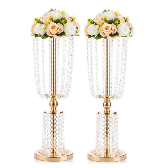  Gold Double-Tier Crystal Centerpiece Stand