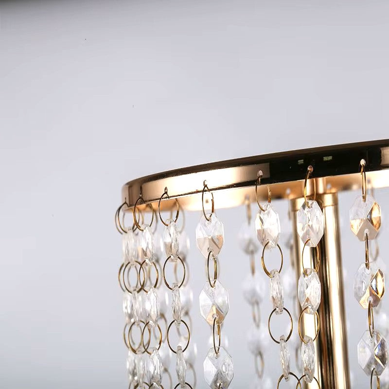 Gold Double-Tier Crystal Centerpiece Stand