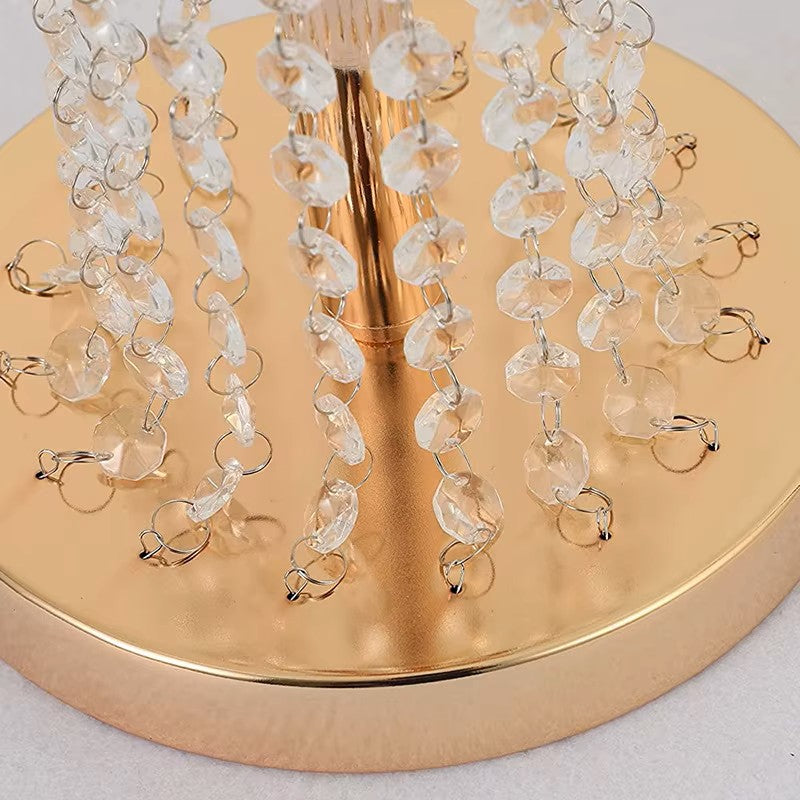Gold Double-Tier Crystal Centerpiece Stand