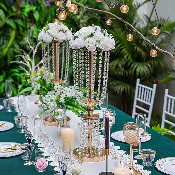  Gold Double-Tier Crystal Centerpiece Stand