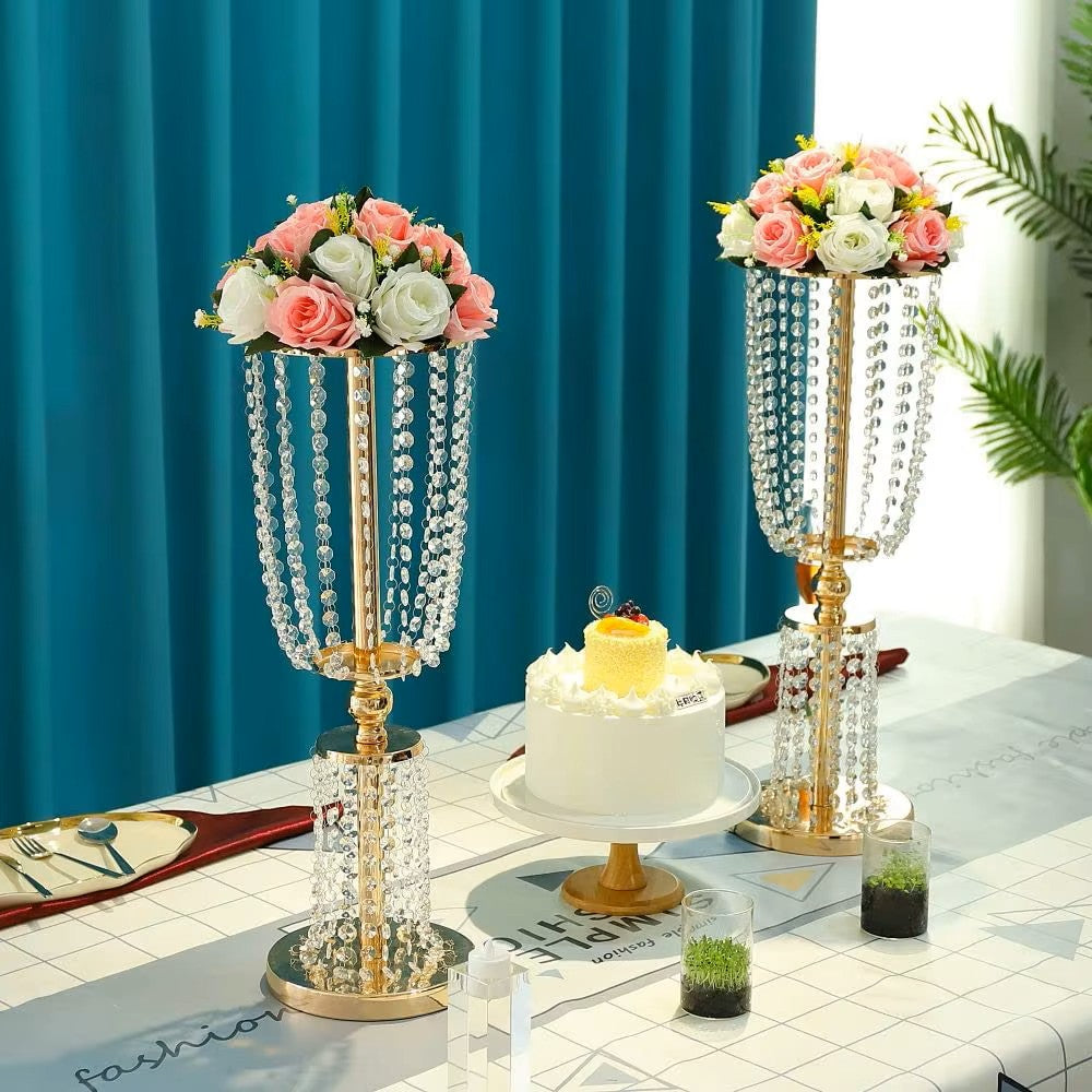  Gold Double-Tier Crystal Centerpiece Stand